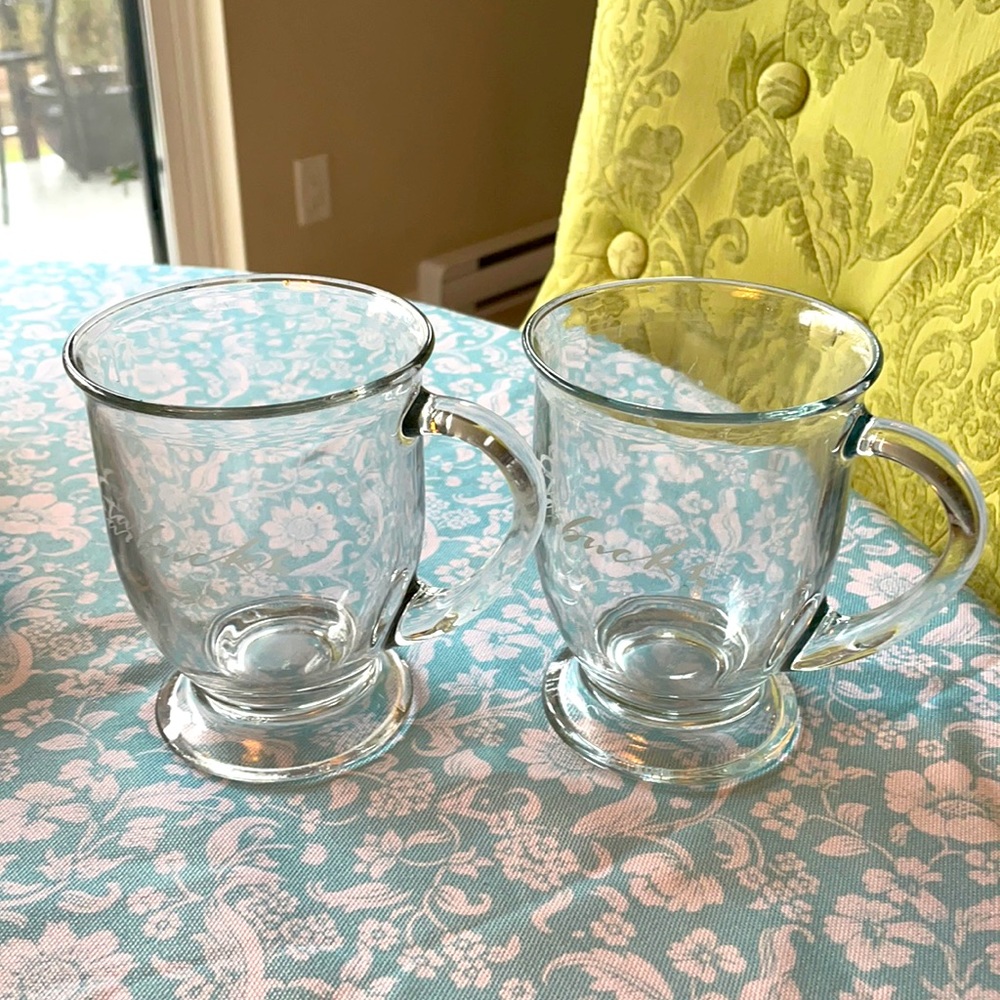 STARBUCKS Clear Glass mugs (2), matching and in GUC! ☕️